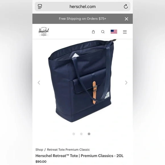 Herschel Retreat Tote Navy Blue 20L - Picture 7 of 8